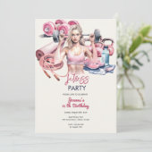 Fitness verjaardagsfeestje kaart (Staand voorkant)