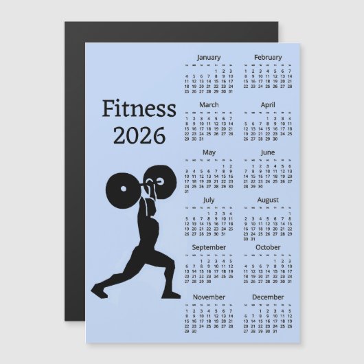 Fitness Weight Lifting 2026 Calendar Magnetic Card (Voorkant / Achterkant)