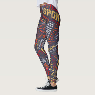 Fitness Word Cloud Red/White ID284 Leggings