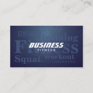 Fitness Words Cool Blue Metal Personal Trainer Visitekaartje