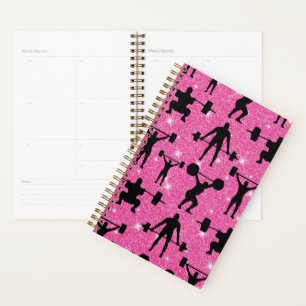 Fitness Workout Gym Sport Roze Glitter Planner