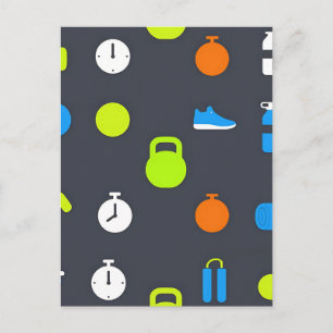 Fitnessapparatuur Workout Patroon Briefkaart