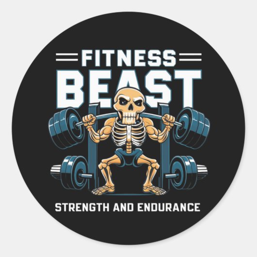 fitnessbeest ronde sticker (Voorkant)