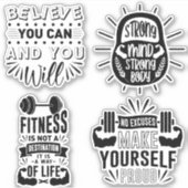 Fitnessbundel Uitvoeren Gym Motivatie instellen Sticker (Voorkant)