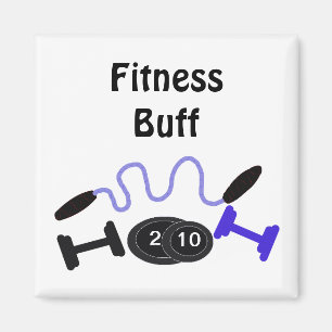 Fitnessfanaat met sportartikelen magneet