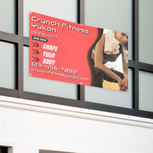 Fitnessgym Vrouw Model Zalm Zwart Aanpassen Spandoek