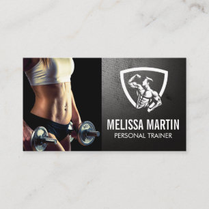 Fitnessmodel met halters   Fitnesslogo Visitekaartje