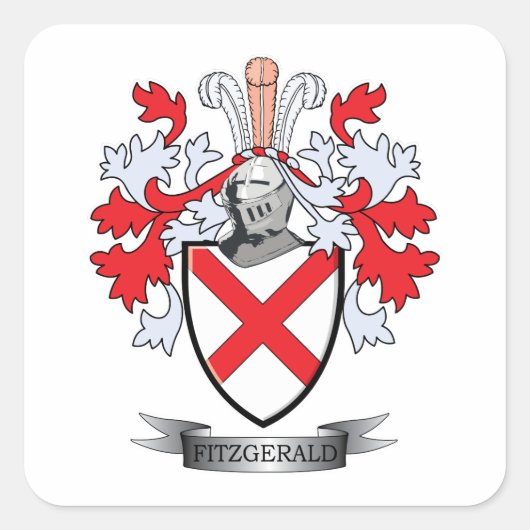 Fitzgerald Coat of Arms Vierkante Sticker (Voorkant)