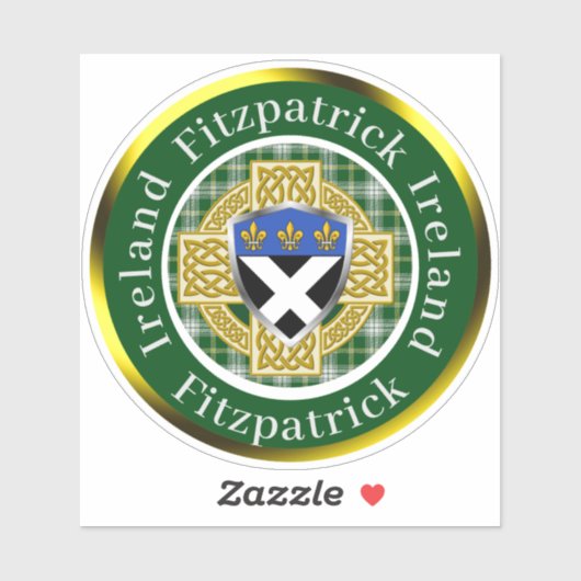 Fitzpatrick Shield & Celtic Cross gepersonaliseerd Sticker (Vel)