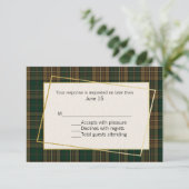 Fitzsimmons Tartan Pset Wedding RSVP Kaart (Staand voorkant)