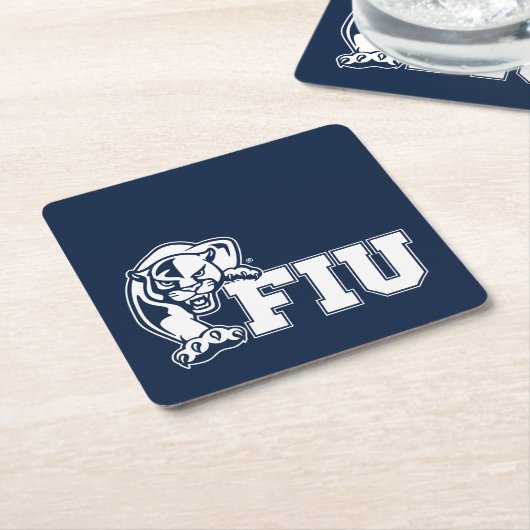 FIU Panthers - White Logo Vierkante Kartonnen Onderzetter (Schuin)