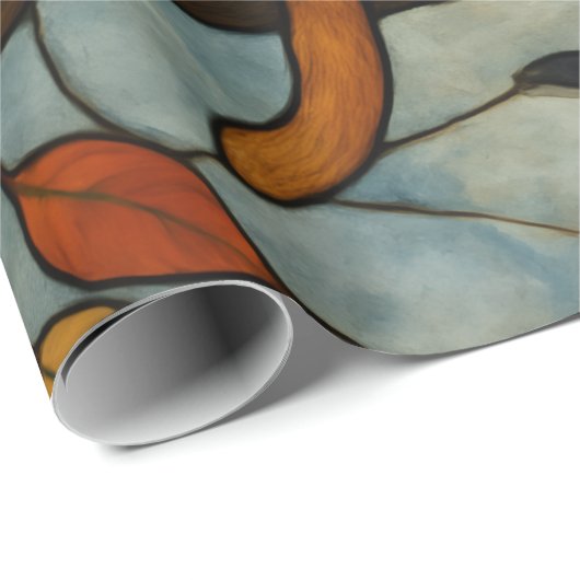 Five Cats on a Tree Branch Stained Glass Style Cadeaupapier (Rol Hoek)