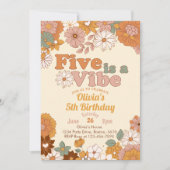 Five est une vibe Floral 5th Birthday Invitation (Devant)