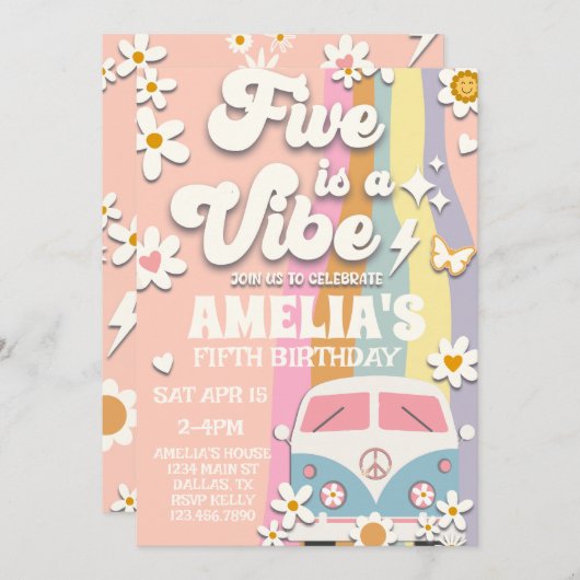 Five est une Vibe Super 5e anniversaire Invitation (Devant / Derrière)