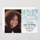 Five est Vibe 5th Portrait Anniversaire Invitation (Devant / Derrière)