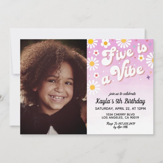 Five est Vibe 5th Portrait Anniversaire Invitation (Devant)