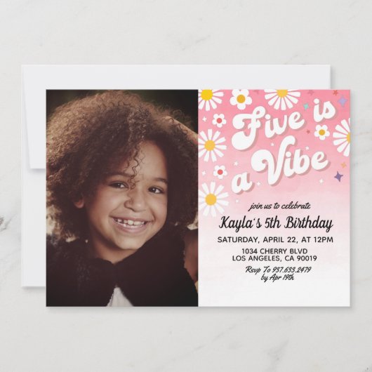 Five est Vibe 5th Portrait Anniversaire Invitation (Devant)