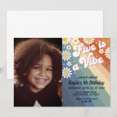 Five est Vibe 5th Portrait Anniversaire Invitation (Devant / Derrière)