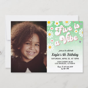 Five est Vibe 5th Portrait Anniversaire Invitation