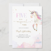 Five Is A Magical Vibe Unicorn Birthday Party Kaart (Voorkant)