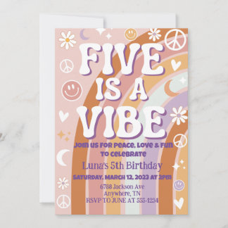 Five is a Vibe 5e verjaardagsuitnodiging Kaart
