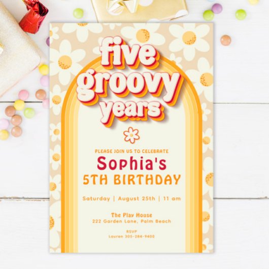 Five is a Vibe 5th Birthday Invitation | Retro Dai