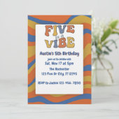 Five is a Vibe, Blue Orange Yellow 5th Birthday Kaart (Staand voorkant)