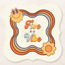 Five is a Vibe Retro Regenboog Madelief 5e Verjaar