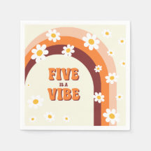 Five is a Vibe Retro Regenboog Madeliefje 5e Verja