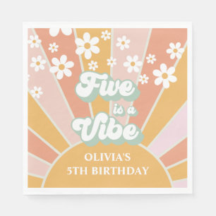 Five is a Vibe Retro Sunshine madeliefje boho Servet