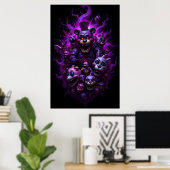 Five Nights at Freddys Animatronics with Purple  Poster (Thuiskantoor)
