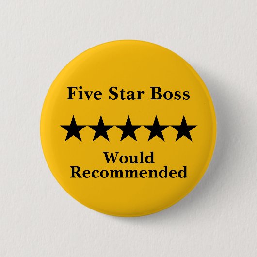 Five Star Boss Button Badge Recommended (Voorkant)