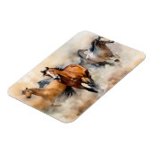 “Five Wild Mustangs” Stof western waterverfschilde Magneet (Linkerzijde)