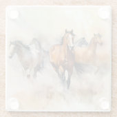 "Five Wild Mustangs" Stoffige Westerne aquarel Glazen Onderzetter (Achterkant)