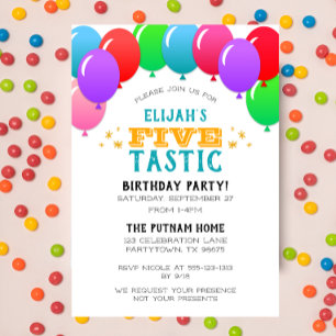 FIVEtastic 5th Birthday Balloon Banner Blauw Kaart