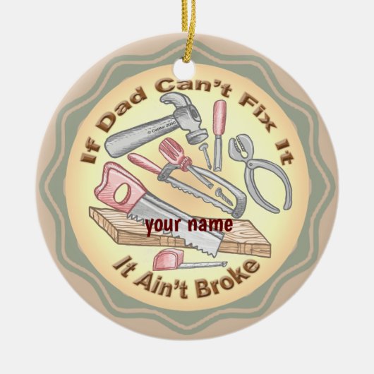 Fix It Dad op maat Keramisch Ornament (Voorkant)