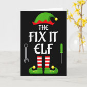 Fix It Elf Family Matching Group Christmas Kaart (Gele Bloem)
