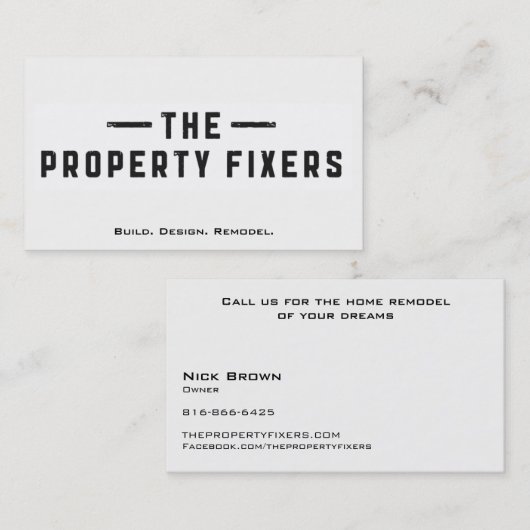 Fixateurs de propriétés Carte de visite blanc (Devant / Derrière)