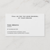 Fixateurs de propriétés Carte de visite blanc (Dos)