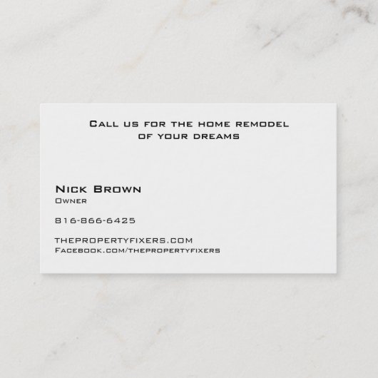 Fixateurs de propriétés Carte de visite blanc (Dos)