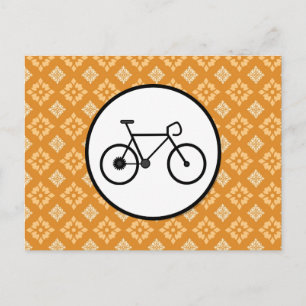 Fixie Bike Fixed Gear Bicycle op Oranje patroon Briefkaart