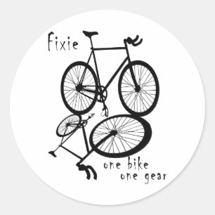 Fixie - één fiets één versnelling ronde sticker
