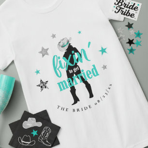 Fixin' The Bride Disco Bachelorette Teal ID925 T-shirt