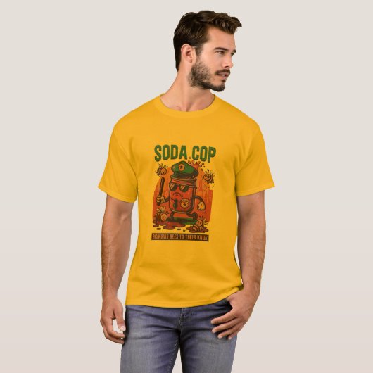 Fizz Force Soda Cop T-Shirt – Funny Retro (Devant entier)