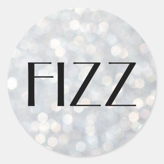FIZZ op Silver Champagne Bubbles Sticker (Voorkant)