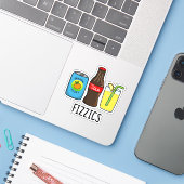 Fizzics Funny Fizzy Cola Drink Pun Sticker (Laptop met iPhone)
