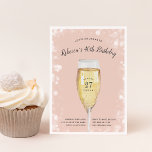 Fizzy Pop | Invitation de fête d'anniversaire<br><div class="desc">Les invitations à fêtes d'anniversaire,  festives et pétillantes,  comprennent une flûte de champagne illustrée avec les détails de la fête d'anniversaire affichés sur la vitre et le flanc de la tige. Une bordure blanche mousseuse complète le look.</div>