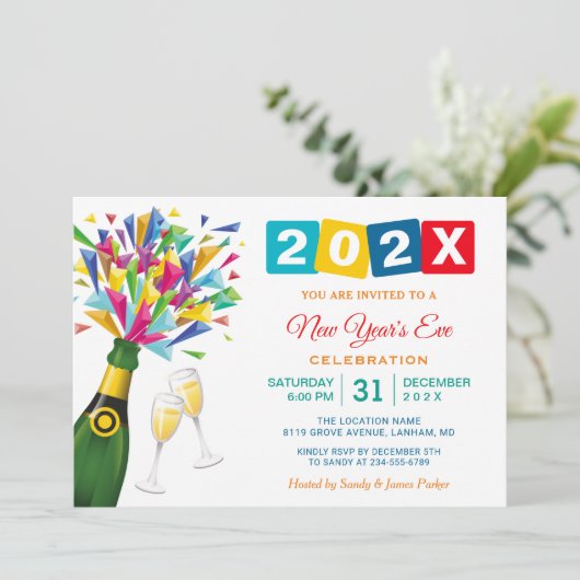 Fizzy Pop Proost op Oudejaarsavond Kaart (Staand voorkant)