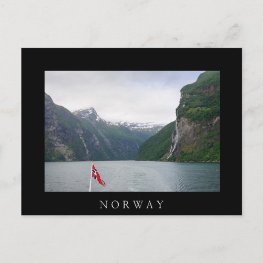 Fjord Geiranger avec drapeau norvégien carte posta (Devant)