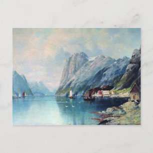 Fjord in Noorwegen, schilderij van Lev Lagorio Briefkaart